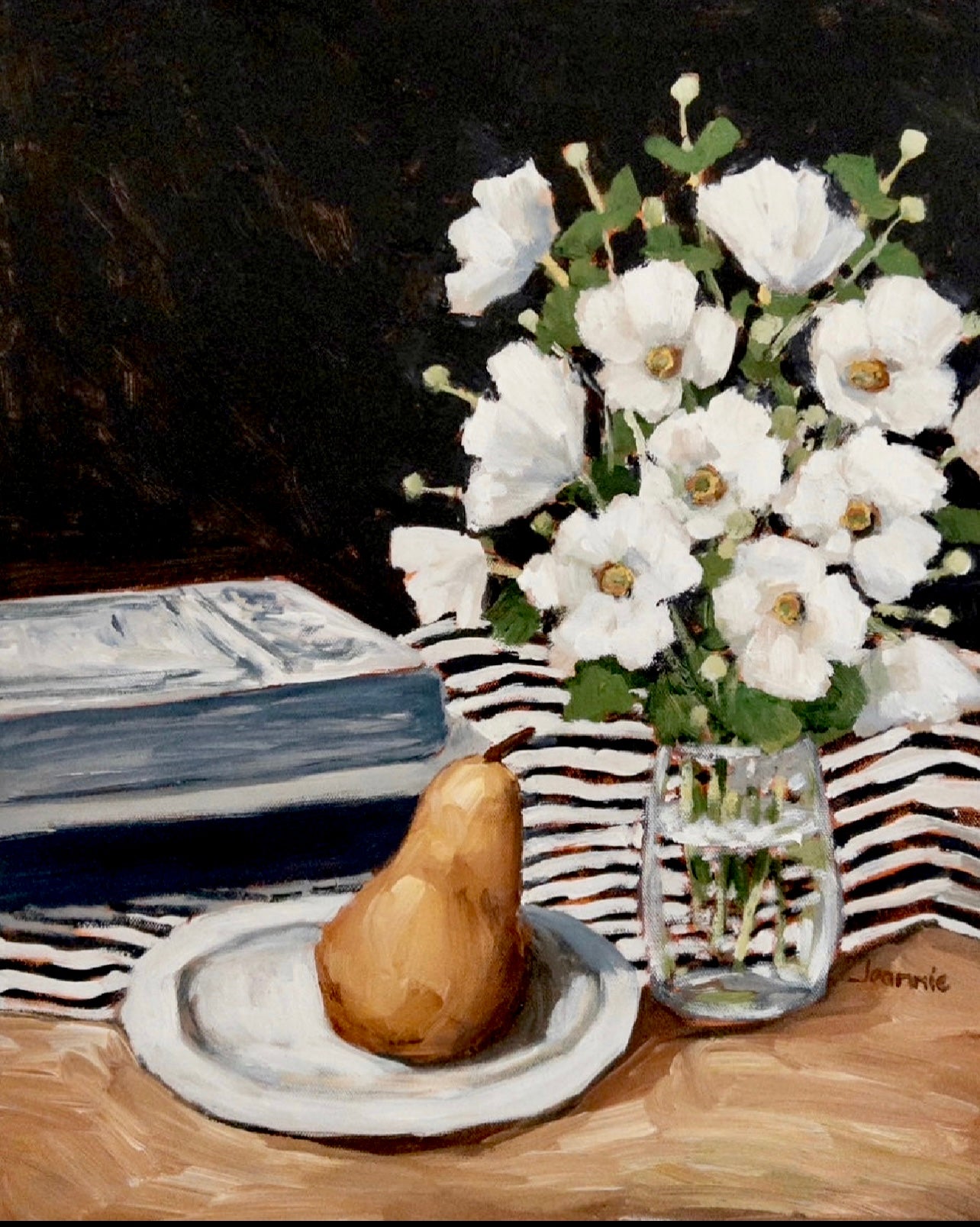 Windflowers and a pear