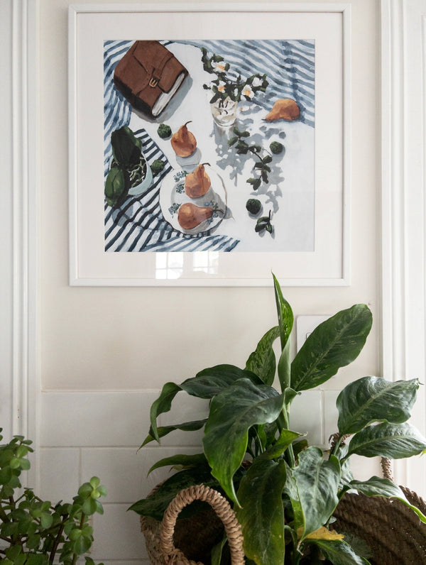 White Camellias,pears and Journal